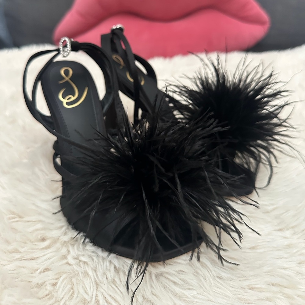 Sam Edelman Black Feathered Heels